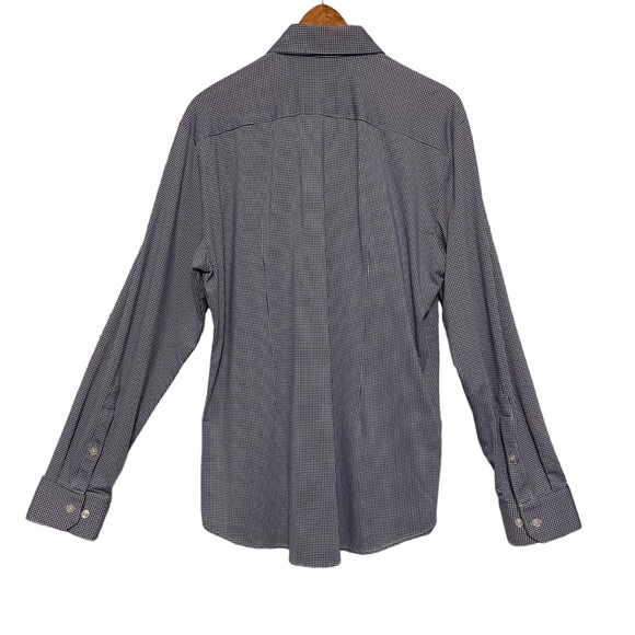 Mizzen + Main Dark Blue Gingham Button Front Long Sleeve Shirt Size XL Trim Fit - Picture 2 of 6